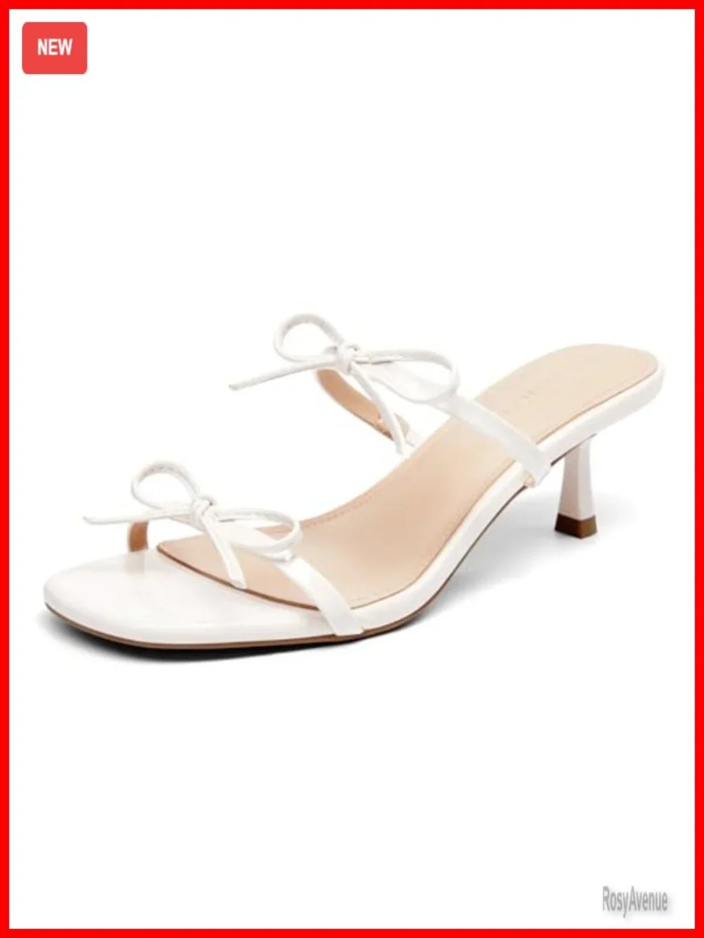 Kitten Heels Sandals Bow Square Open Toe Slides Two Strap Slip On Dress Shoes